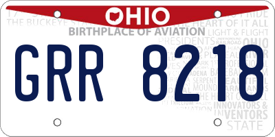 OH license plate GRR8218