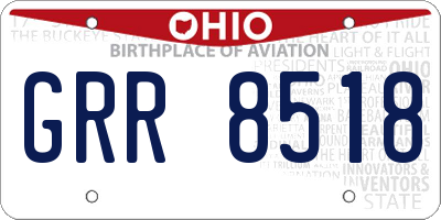 OH license plate GRR8518