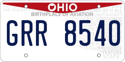 OH license plate GRR8540