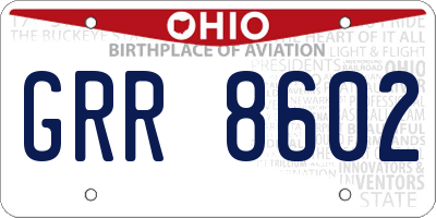 OH license plate GRR8602