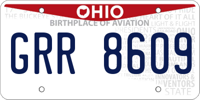 OH license plate GRR8609
