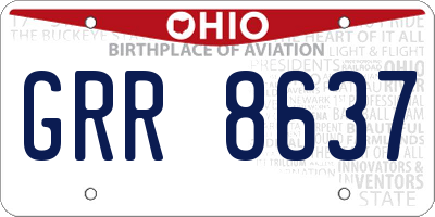 OH license plate GRR8637