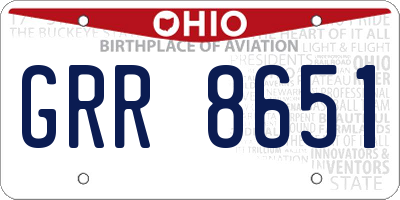 OH license plate GRR8651