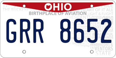 OH license plate GRR8652