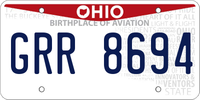 OH license plate GRR8694
