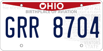 OH license plate GRR8704