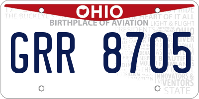 OH license plate GRR8705