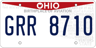 OH license plate GRR8710