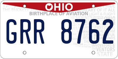 OH license plate GRR8762