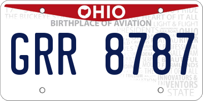 OH license plate GRR8787
