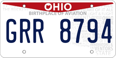 OH license plate GRR8794