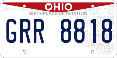 OH license plate GRR8818