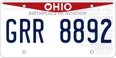 OH license plate GRR8892