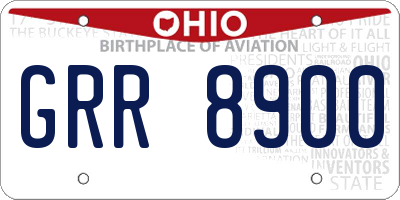 OH license plate GRR8900