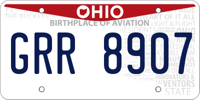 OH license plate GRR8907