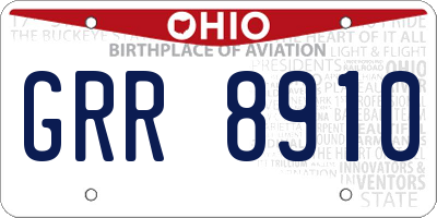 OH license plate GRR8910