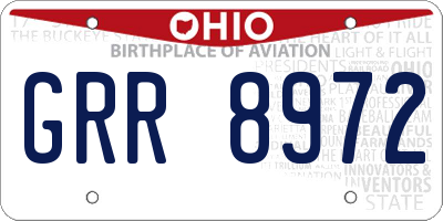 OH license plate GRR8972