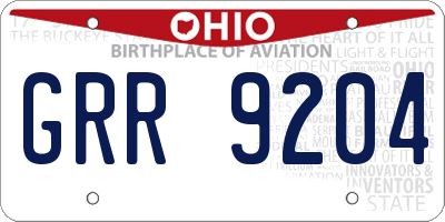 OH license plate GRR9204