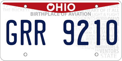 OH license plate GRR9210