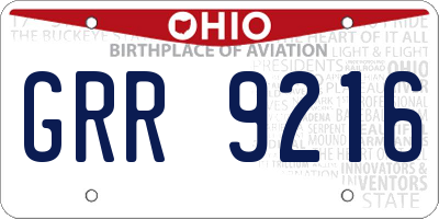 OH license plate GRR9216