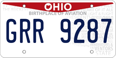 OH license plate GRR9287