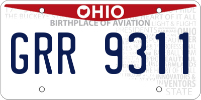 OH license plate GRR9311