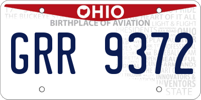 OH license plate GRR9372