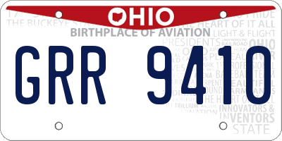 OH license plate GRR9410