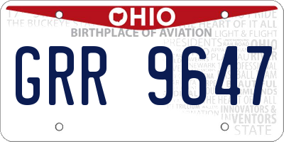 OH license plate GRR9647