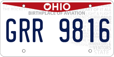 OH license plate GRR9816