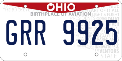 OH license plate GRR9925