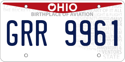 OH license plate GRR9961