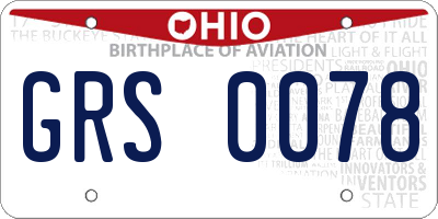 OH license plate GRS0078