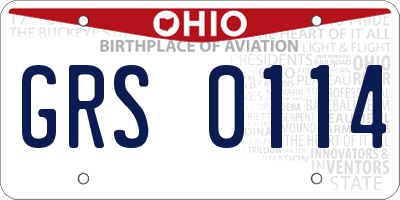 OH license plate GRS0114