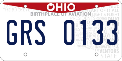 OH license plate GRS0133