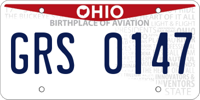OH license plate GRS0147