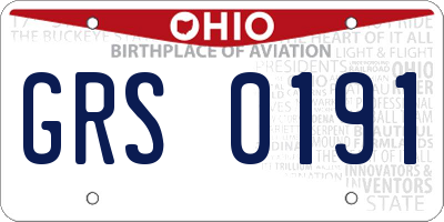 OH license plate GRS0191