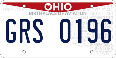 OH license plate GRS0196