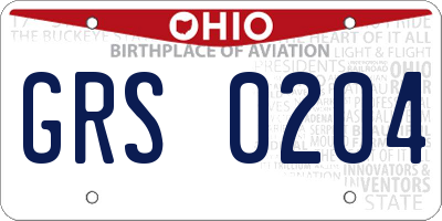 OH license plate GRS0204