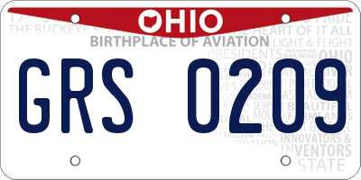 OH license plate GRS0209