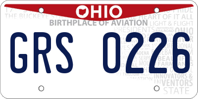 OH license plate GRS0226
