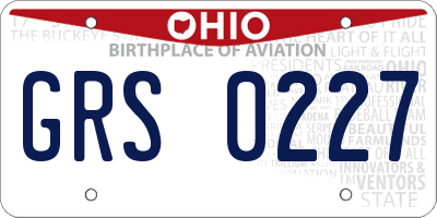 OH license plate GRS0227