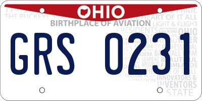 OH license plate GRS0231