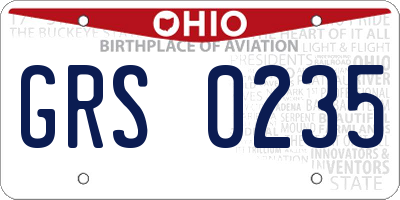 OH license plate GRS0235