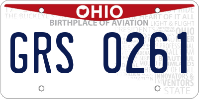 OH license plate GRS0261