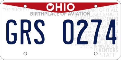 OH license plate GRS0274