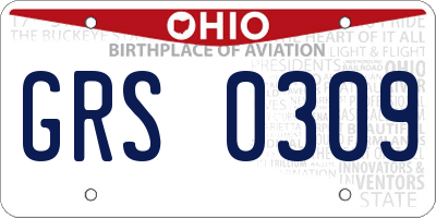 OH license plate GRS0309