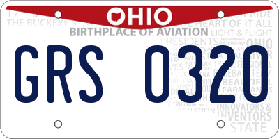 OH license plate GRS0320