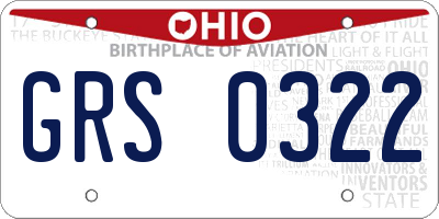 OH license plate GRS0322