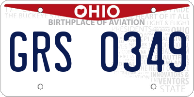 OH license plate GRS0349